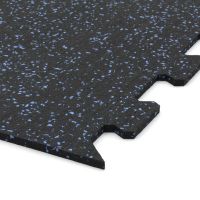 Černo-modrá gumová podlahová deska (puzzle - roh) FLOMA FitFlo SF1050 - délka 100 cm, šířka 100 cm, výška 1 cm
