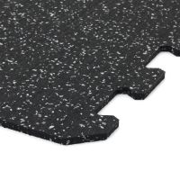 Černo-šedá gumová modulová puzzle dlažba (okraj) FLOMA FitFlo SF1050 - délka 100 cm, šířka 100 cm a výška 1 cm