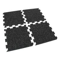 Černo-šedá gumová modulová puzzle dlažba (okraj) FLOMA FitFlo SF1050 - délka 100 cm, šířka 100 cm a výška 1 cm