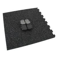 Černo-šedá gumová podlahová deska (puzzle - roh) FLOMA FitFlo SF1050 - délka 100 cm, šířka 100 cm, výška 1 cm