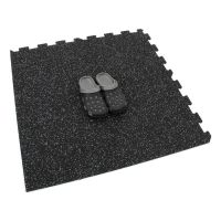 Černo-šedá gumová modulová puzzle dlažba (roh) FLOMA FitFlo SF1050 - délka 100 cm, šířka 100 cm, výška 1 cm