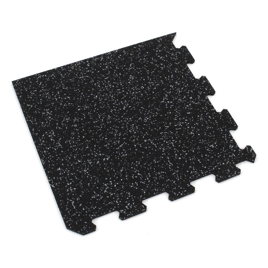Černo-šedá gumová podlahová deska (puzzle - roh) FLOMA FitFlo SF1050 - délka 100 cm, šířka 100 cm, výška 1 cm