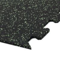 Černo-zelená gumová modulová puzzle dlažba (okraj) FLOMA FitFlo SF1050 - délka 100 cm, šířka 100 cm a výška 1 cm