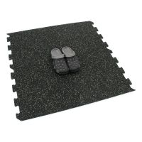 Černo-zelená gumová podlahová deska (puzzle - okraj) FLOMA FitFlo SF1050 - délka 100 cm, šířka 100 cm, výška 1 cm