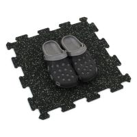 Černo-zelená gumová podlahová deska (puzzle - střed) FLOMA FitFlo SF1050 - délka 100 cm, šířka 100 cm, výška 1 cm