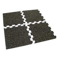 Černo-žlutá gumová podlahová deska (puzzle - roh) FLOMA FitFlo SF1050 - délka 100 cm, šířka 100 cm, výška 1 cm