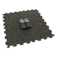 Černo-žlutá gumová podlahová deska (puzzle - střed) FLOMA FitFlo SF1050 - délka 100 cm, šířka 100 cm, výška 1 cm