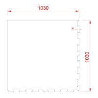 Černo-bílá gumová modulová puzzle dlažba (roh) FLOMA IceFlo SF1100 - délka 100 cm, šířka 100 cm, výška 1 cm