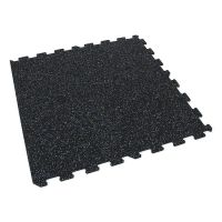 Černo-bílo-modrá gumová modulová puzzle dlažba (okraj) FLOMA FitFlo SF1050 - délka 50 cm, šířka 50 cm, výška 1,6 cm