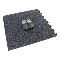 Černo-bílo-modrá gumová modulová puzzle dlažba (roh) FLOMA FitFlo SF1050 - délka 50 cm, šířka 50 cm, výška 1 cm