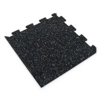 Černo-bílo-modrá gumová modulová puzzle dlažba (roh) FLOMA FitFlo SF1050 - 50 x 50 x 1,6 cm