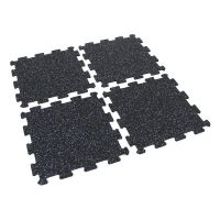 Černo-bílo-modrá gumová podlahová deska (puzzle - střed) FLOMA FitFlo SF1050 - délka 50 cm, šířka 50 cm, výška 1,6 cm