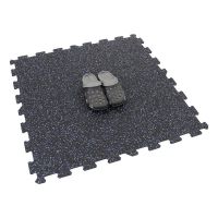 Černo-bílo-modrá gumová modulová puzzle dlažba (střed) FLOMA FitFlo SF1050 - délka 50 cm, šířka 50 cm, výška 1,6 cm
