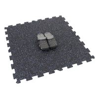 Černo-bílo-modrá gumová podlahová deska (puzzle - střed) FLOMA FitFlo SF1050 - délka 50 cm, šířka 50 cm, výška 1,6 cm
