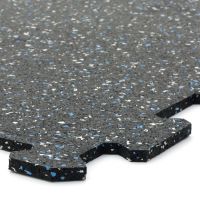 Černo-bílo-modrá gumová podlahová deska (puzzle - střed) FLOMA FitFlo SF1050 - délka 50 cm, šířka 50 cm, výška 1 cm