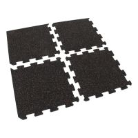 Černo-červená gumová podlahová deska (puzzle - okraj) FLOMA FitFlo SF1050 - délka 50 cm, šířka 50 cm, výška 1 cm