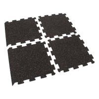Černo-červená gumová podlahová deska (puzzle - okraj) FLOMA FitFlo SF1050 - délka 50 cm, šířka 50 cm, výška 1 cm
