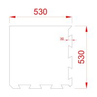 Černo-červená gumová modulová puzzle dlažba (roh) FLOMA FitFlo SF1050 - délka 50 cm, šířka 50 cm a výška 0,8 cm