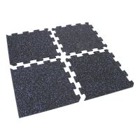Černo-modrá gumová modulová puzzle dlažba (okraj) FLOMA FitFlo SF1050 - délka 50 cm, šířka 50 cm a výška 1,6 cm