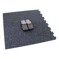 Černo-modrá gumová modulová puzzle dlažba (roh) FLOMA FitFlo SF1050 - délka 50 cm, šířka 50 cm, výška 1 cm