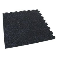 Černo-modrá gumová modulová puzzle dlažba (roh) FLOMA FitFlo SF1050 - délka 50 cm, šířka 50 cm a výška 1,6 cm