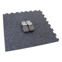 Černo-modrá gumová podlahová deska (puzzle - střed) FLOMA FitFlo SF1050 - délka 50 cm, šířka 50 cm, výška 1,6 cm