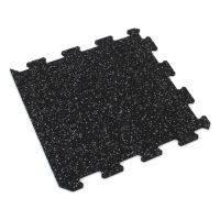 Černo-šedá gumová modulová puzzle dlažba (okraj) FLOMA FitFlo SF1050 - délka 50 cm, šířka 50 cm a výška 1,6 cm