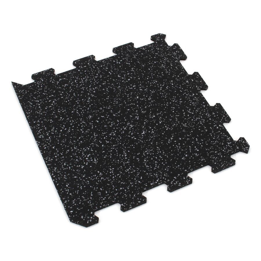 Černo-šedá gumová modulová puzzle dlažba (okraj) FLOMA FitFlo SF1050 - délka 50 cm, šířka 50 cm, výška 1,6 cm