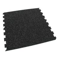 Černo-šedá gumová podlahová deska (puzzle - okraj) FLOMA FitFlo SF1050 - délka 50 cm, šířka 50 cm, výška 1,6 cm