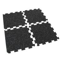 Černo-šedá gumová modulová puzzle dlažba (okraj) FLOMA FitFlo SF1050 - délka 50 cm, šířka 50 cm, výška 1,6 cm