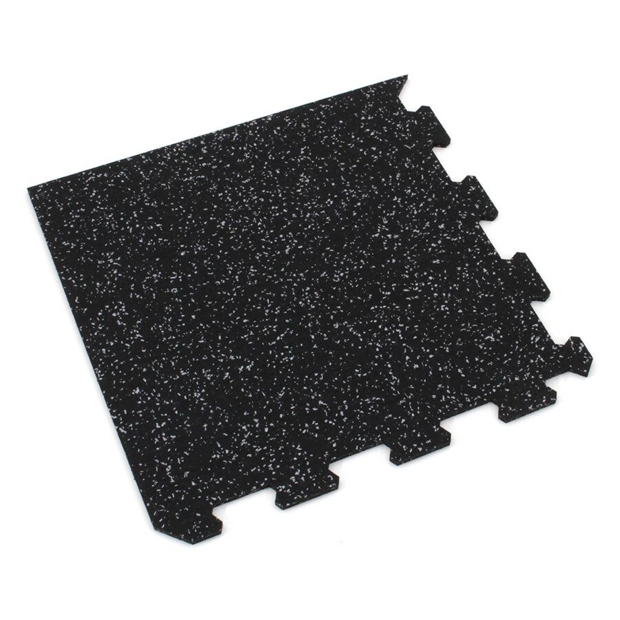 Černo-šedá gumová modulová puzzle dlažba (roh) FLOMA FitFlo SF1050 - délka 50 cm, šířka 50 cm, výška 1,6 cm