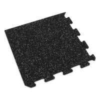 Černo-šedá gumová modulová puzzle dlažba (roh) FLOMA FitFlo SF1050 - délka 50 cm, šířka 50 cm a výška 1 cm