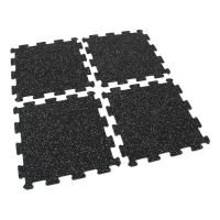 Černo-šedá gumová modulová puzzle dlažba (střed) FLOMA FitFlo SF1050 - délka 50 cm, šířka 50 cm, výška 1,6 cm