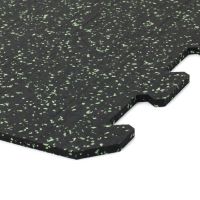 Černo-zelená gumová podlahová deska (puzzle - roh) FLOMA FitFlo SF1050 - délka 50 cm, šířka 50 cm, výška 1,6 cm