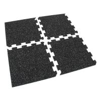 Černo-zelená gumová podlahová deska (puzzle - roh) FLOMA FitFlo SF1050 - délka 50 cm, šířka 50 cm, výška 1,6 cm