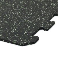 Černo-zelená gumová modulová puzzle dlažba (roh) FLOMA FitFlo SF1050 - délka 50 cm, šířka 50 cm a výška 1 cm