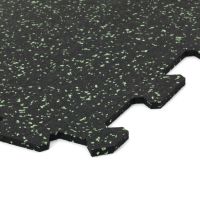 Černo-zelená gumová podlahová deska (puzzle - roh) FLOMA FitFlo SF1050 - délka 50 cm, šířka 50 cm, výška 1 cm