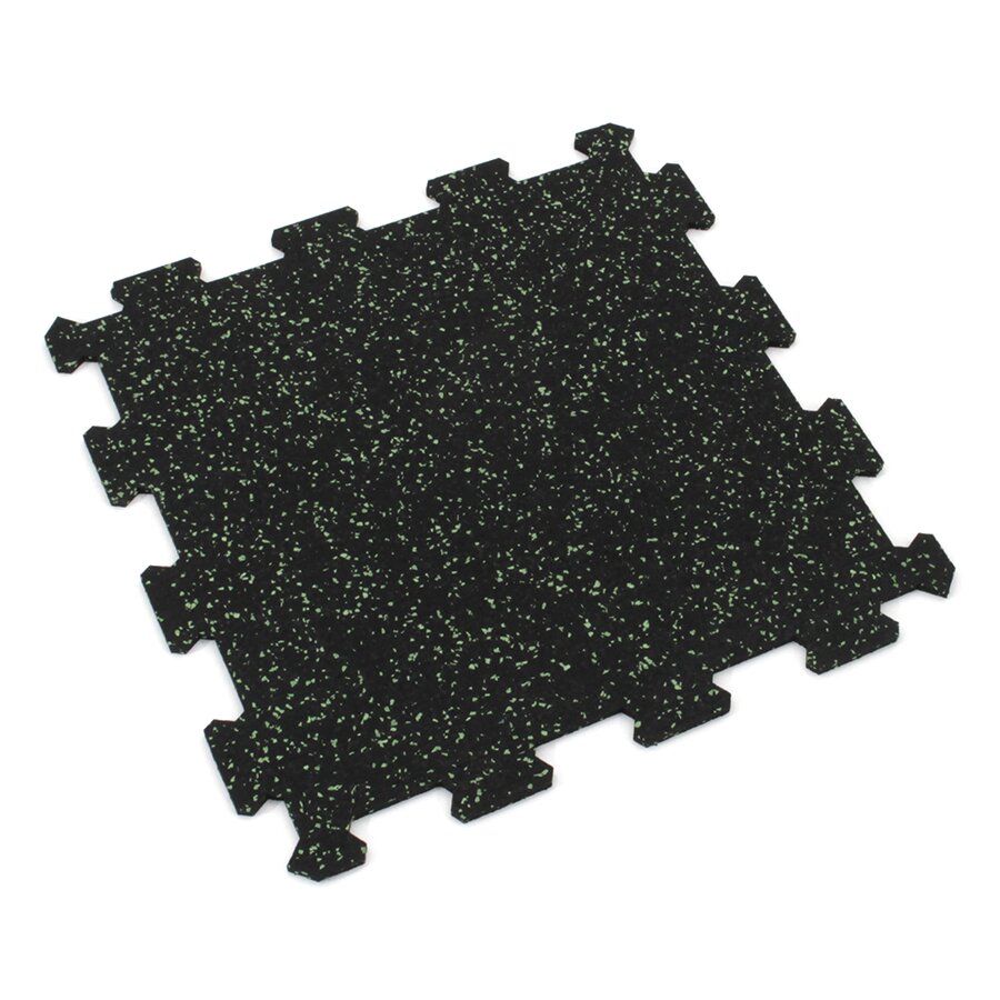 Černo-zelená gumová podlahová deska (puzzle - střed) FLOMA FitFlo SF1050 - délka 50 cm, šířka 50 cm, výška 1 cm
