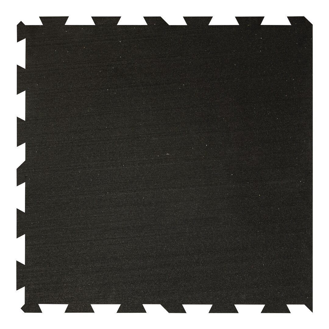 Černá gumová modulová puzzle dlažba (okraj) FLOMA IceFlo SF1100 - délka 100 cm, šířka 100 cm, výška 1,6 cm