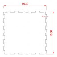 Černá gumová podlahová deska (puzzle - střed) FLOMA IceFlo SF1100 - délka 100 cm, šířka 100 cm, výška 1,6 cm