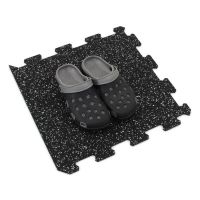 Černo-bílá gumová podlahová deska (puzzle - okraj) FLOMA IceFlo SF1100 - délka 100 cm, šířka 100 cm, výška 1,6 cm