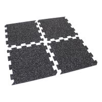 Černo-bílá gumová modulová puzzle dlažba (okraj) FLOMA IceFlo SF1100 - délka 100 cm, šířka 100 cm a výška 1,6 cm