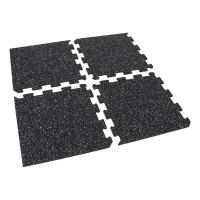 Černo-bílá gumová podlahová deska (puzzle - roh) FLOMA IceFlo SF1100 - délka 100 cm, šířka 100 cm, výška 1,6 cm