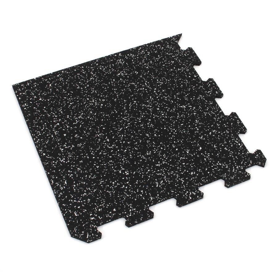 Černo-bílá gumová podlahová deska (puzzle - roh) FLOMA IceFlo SF1100 - délka 100 cm, šířka 100 cm, výška 1,6 cm
