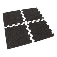 Černo-červená gumová podlahová deska (puzzle - roh) FLOMA IceFlo SF1100 - délka 100 cm, šířka 100 cm, výška 1,6 cm
