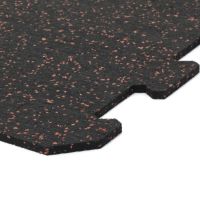Černo-červená gumová podlahová deska (puzzle - roh) FLOMA IceFlo SF1100 - délka 100 cm, šířka 100 cm, výška 1,6 cm