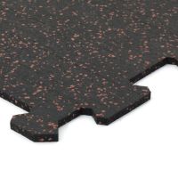 Černo-červená gumová podlahová deska (puzzle - roh) FLOMA IceFlo SF1100 - délka 100 cm, šířka 100 cm, výška 1,6 cm