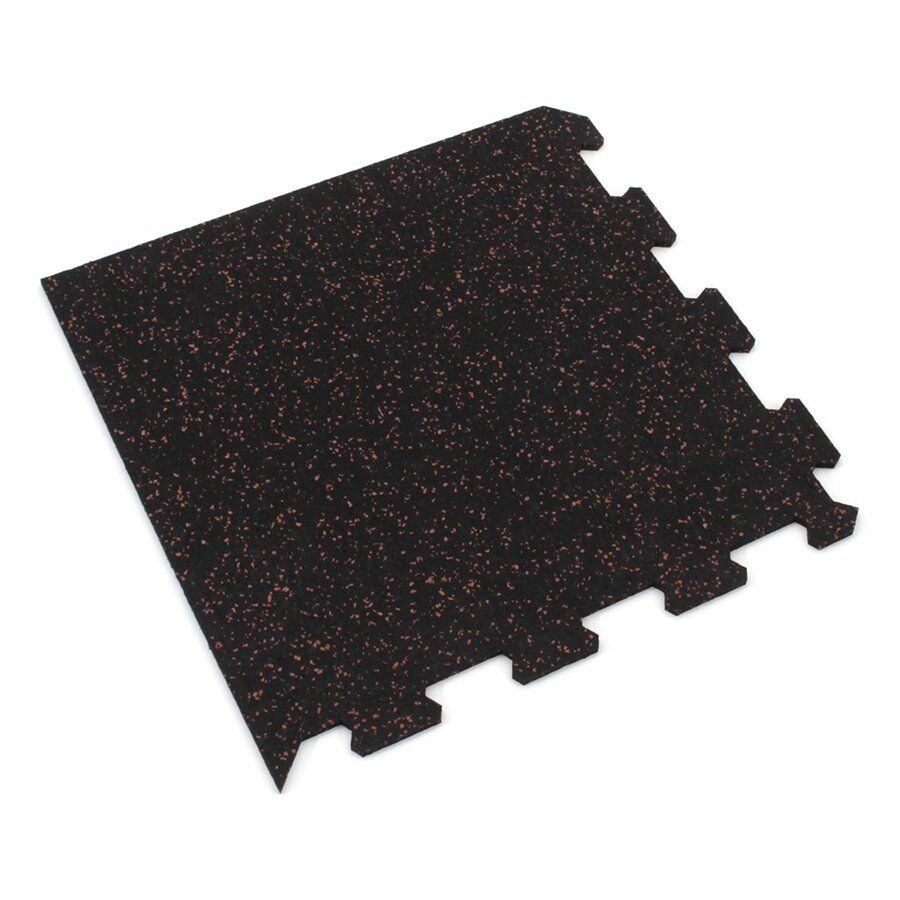 Černo-červená gumová podlahová deska (puzzle - roh) FLOMA IceFlo SF1100 - délka 100 cm, šířka 100 cm, výška 1,6 cm