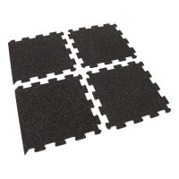 Černo-červená gumová podlahová deska (puzzle - střed) FLOMA IceFlo SF1100 - délka 100 cm, šířka 100 cm, výška 1,6 cm