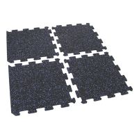 Černo-modrá gumová podlahová deska (puzzle - okraj) FLOMA IceFlo SF1100 - délka 100 cm, šířka 100 cm, výška 1,6 cm
